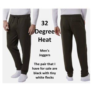 32 Degrees Het Performance Sweat Pants Black w/White flecks Men's Size XL